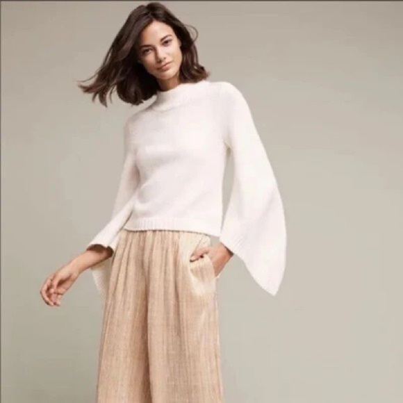 Moth Marina White Bell Sleeve Wool Blend Sweater Size Small - Picture 1 of 10